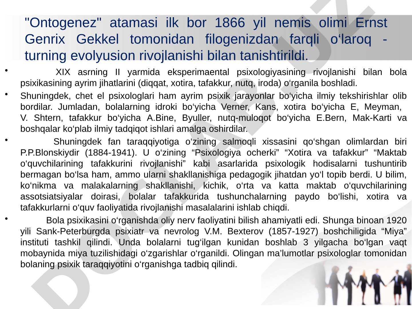 Ontogenez va rivojlanish psixologiyasi