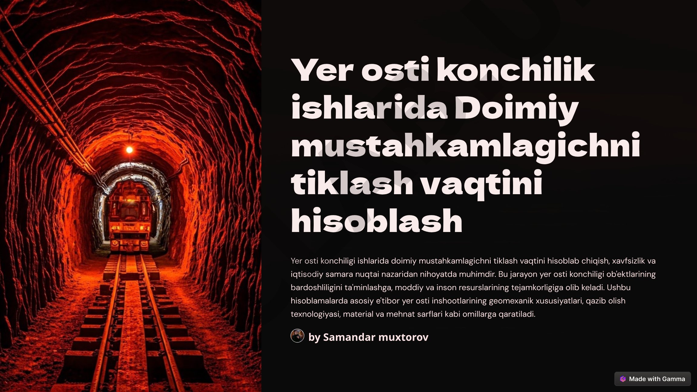 Yer osti konchilik ishlarida Doimiy mustahkamlagichni tiklash vaqtini hisoblash