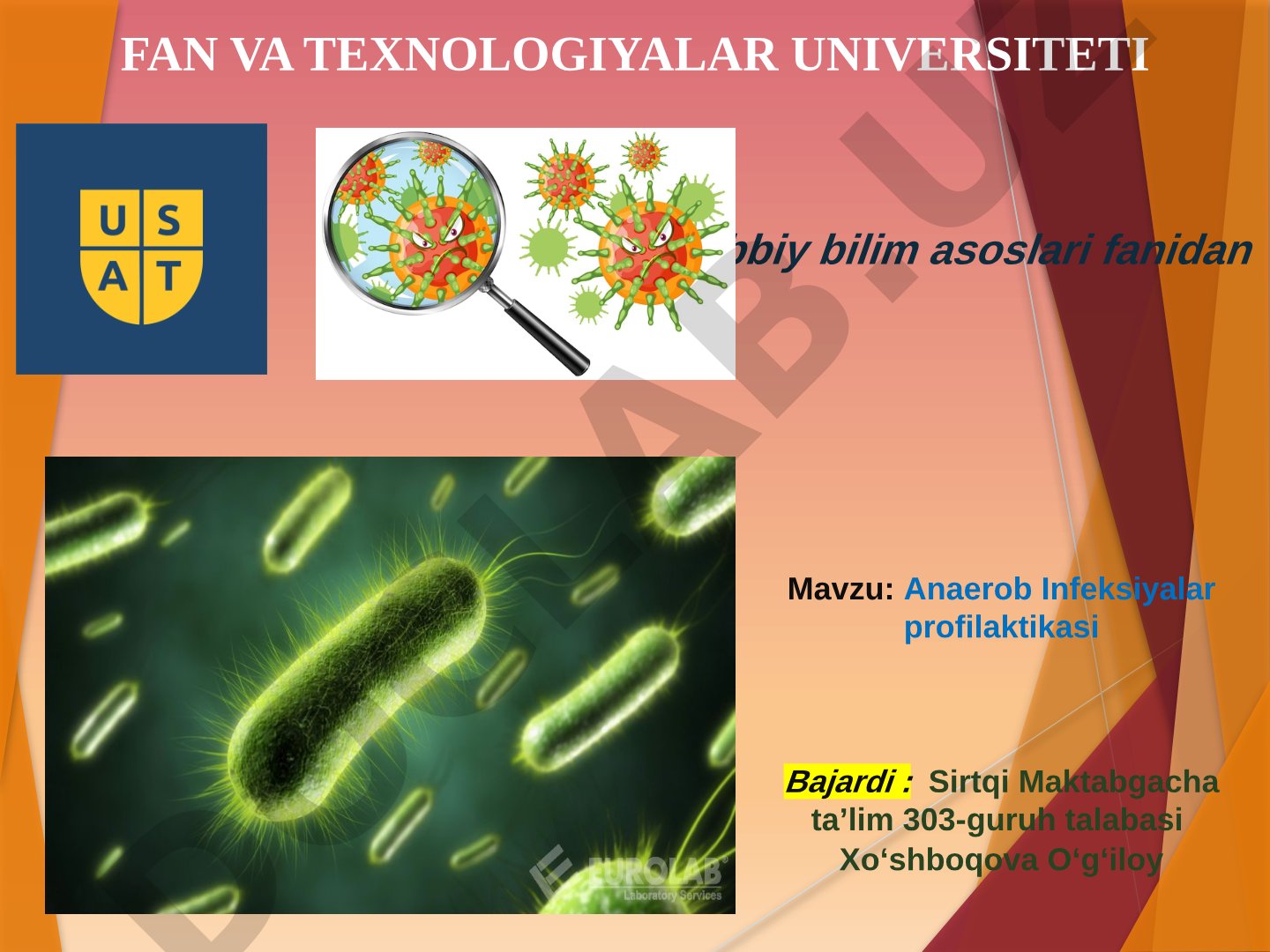 Anaerob infeksiyalar, ularning turlari, klinik belgilari va profilaktikasi haqida