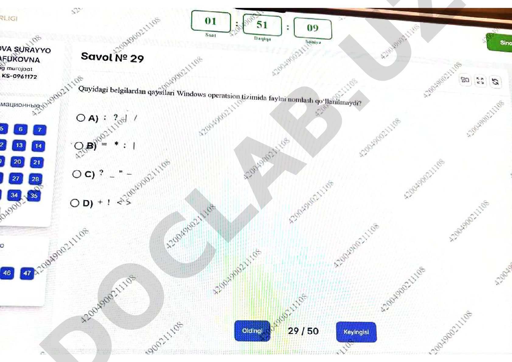 Windows operatsion tizimida faylni nomlash belgilari