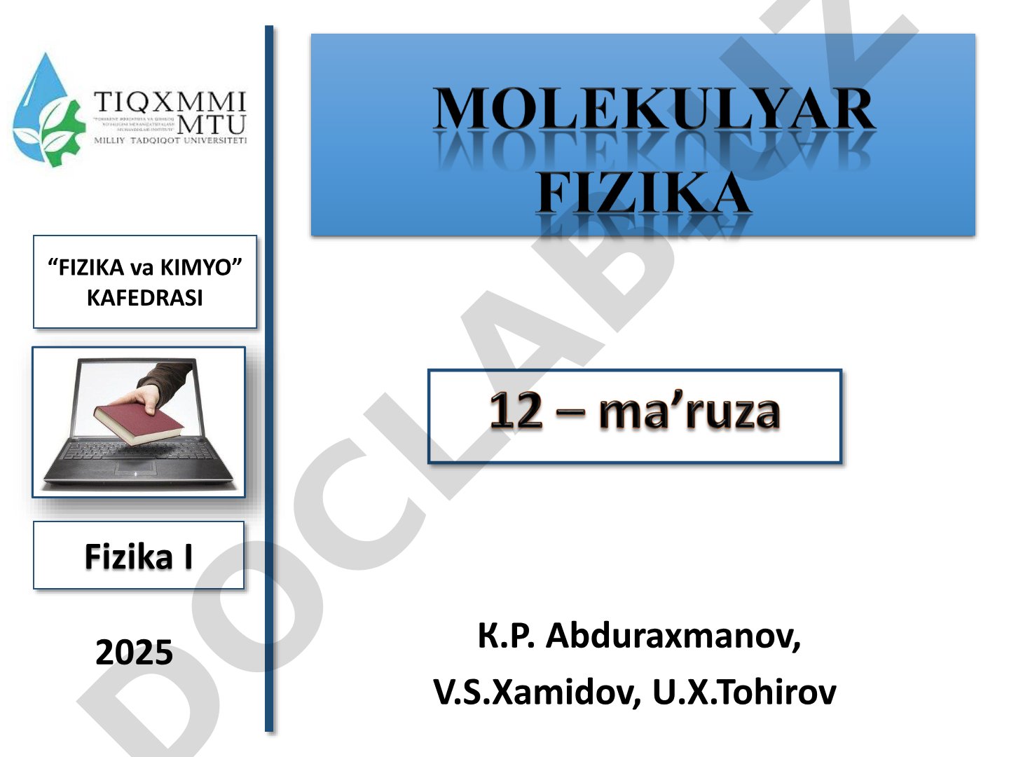 Molekulyar - kinetik nazariya asoslari
