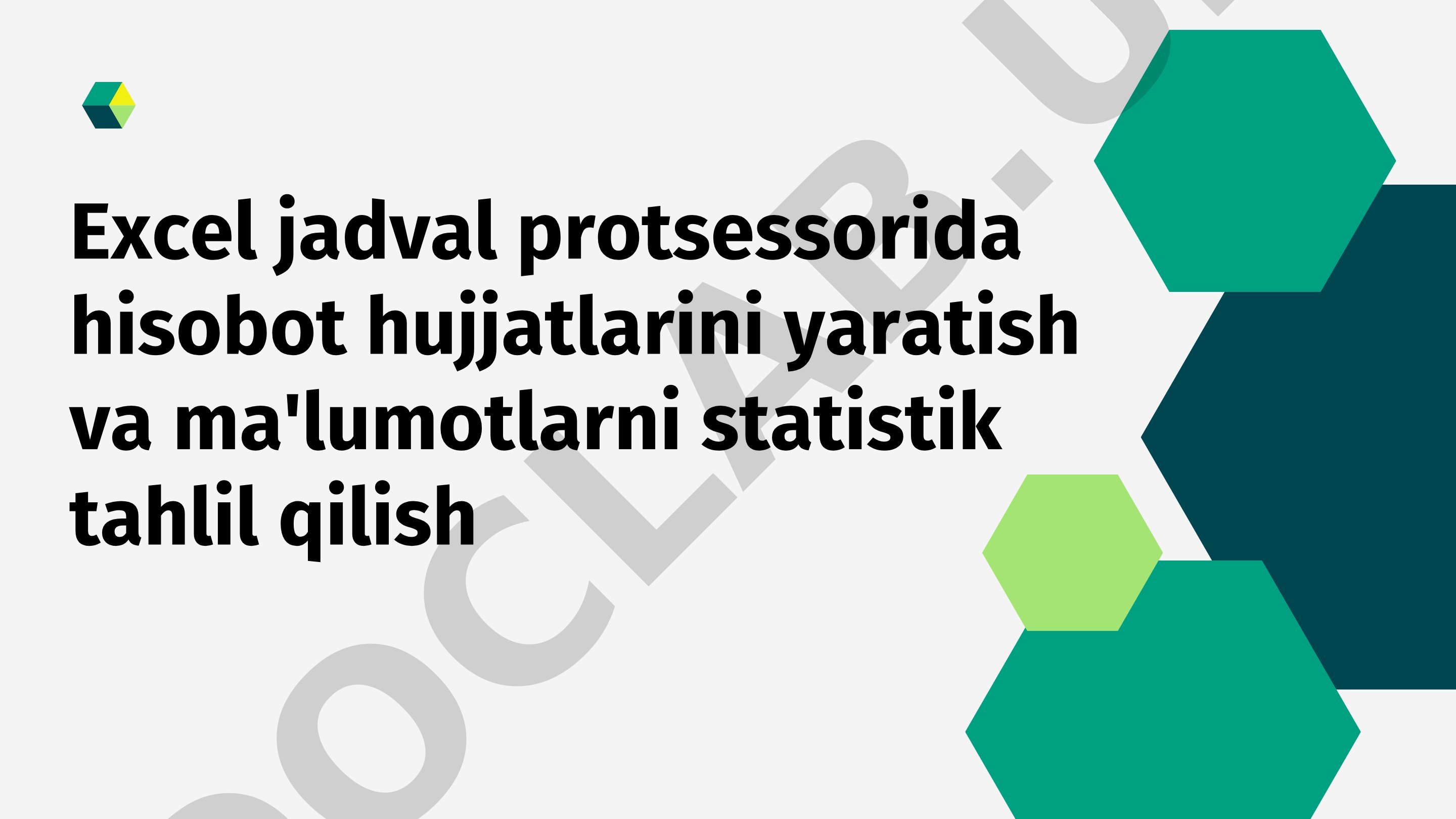 Excel jadval protsessorida hisobot hujjatlarini yaratish va ma'lumotlarni statistik tahlil qilish