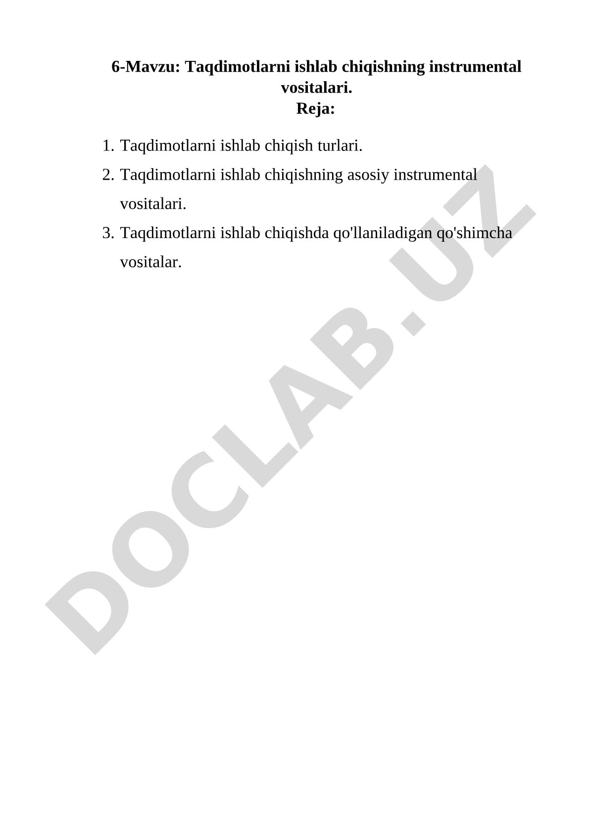 Taqdimotlarni ishlab chiqishning instrumental vositalari