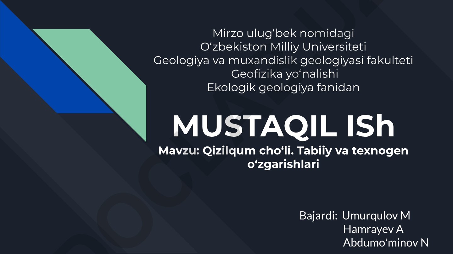 Qizilqum cho'li: tabiiy va texnogen o'zgarishlari