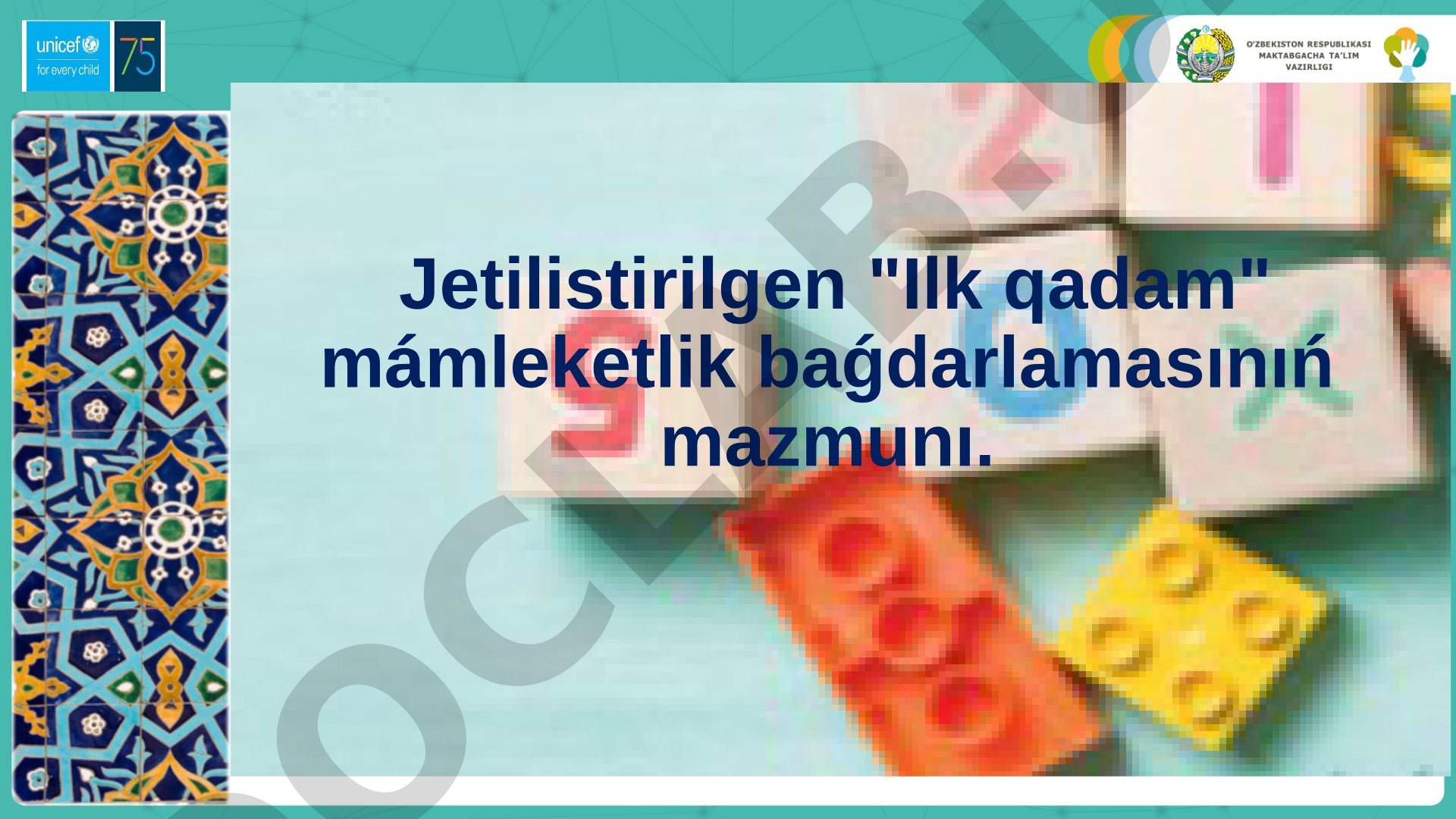 Mektepke shekemgi bilimlendiriw mámleketlik oqıw baǵdarlamasın jetilistiriw