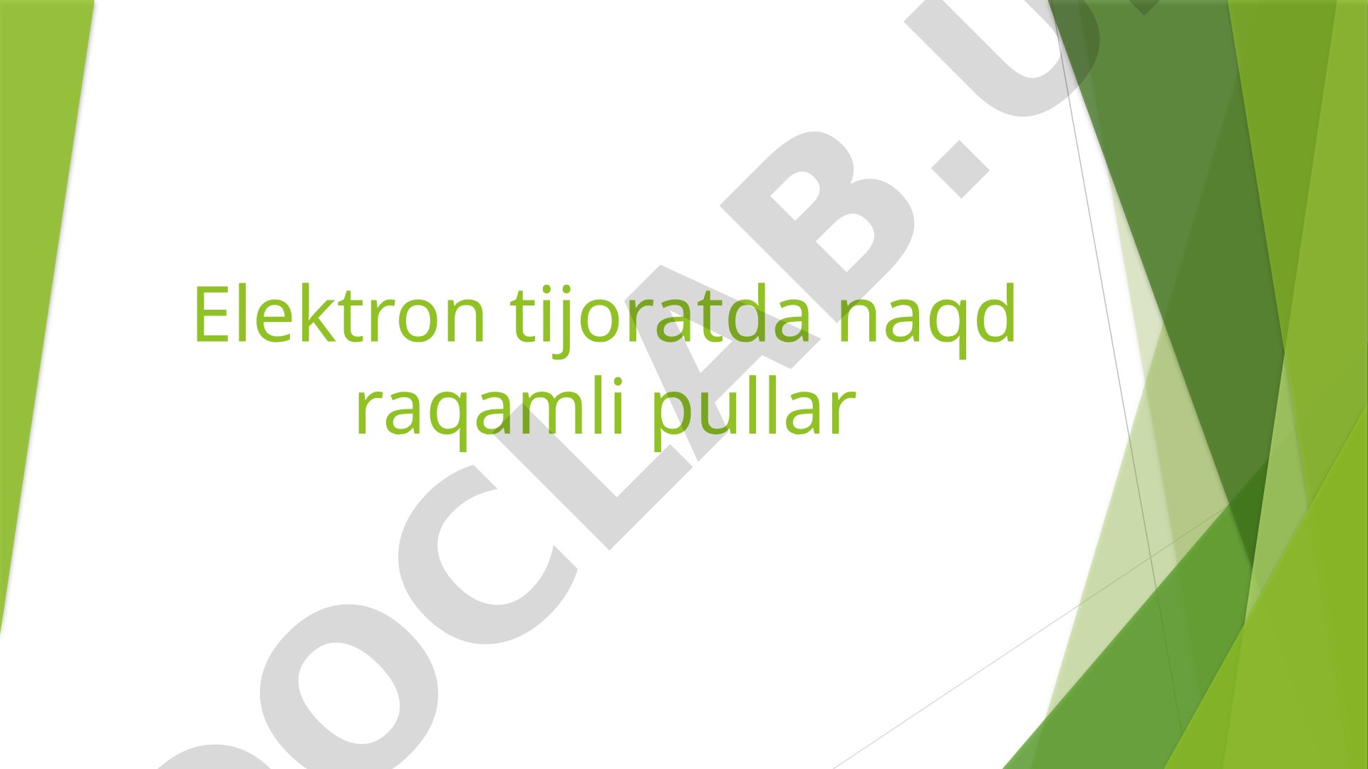 Elektron tijoratda raqamli pullar tushunchasi