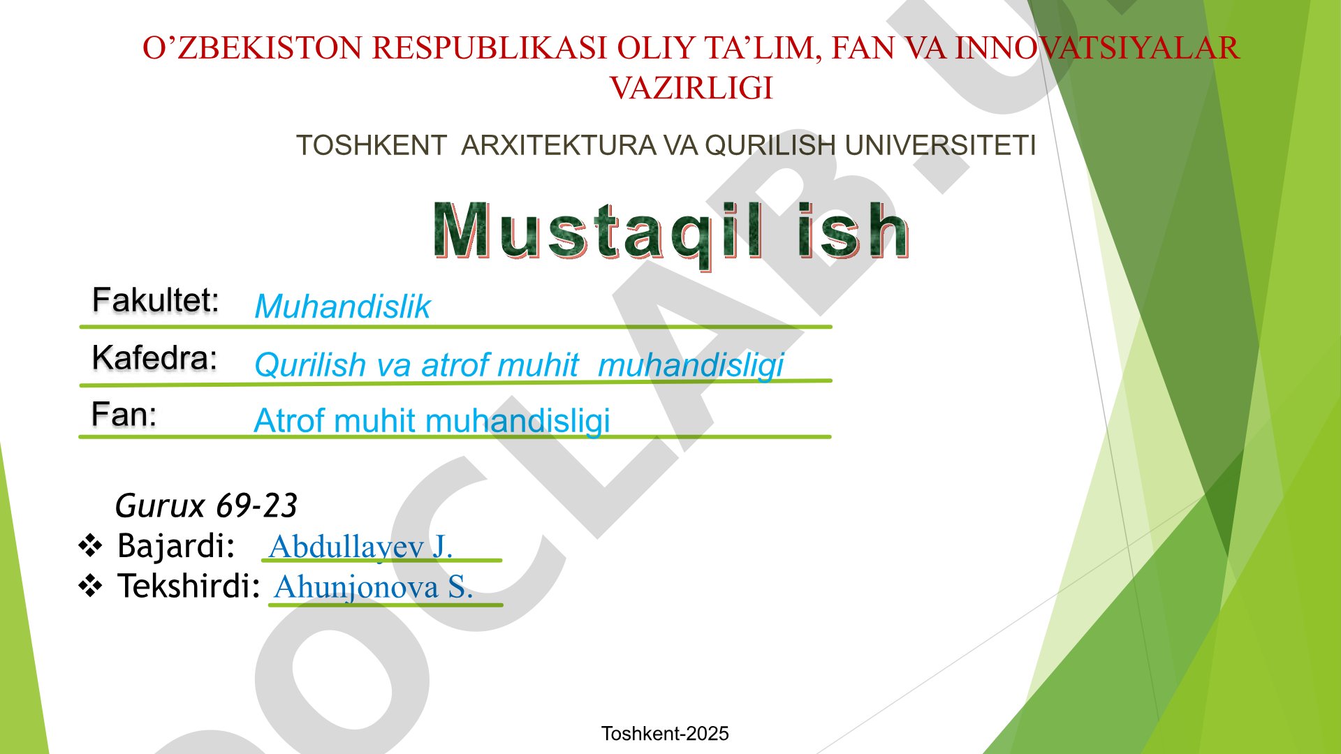 Arof muhitning ifloslanishi tegishli qonunlar va amaliyotlar bilan nazorat qilishga harakat qilish