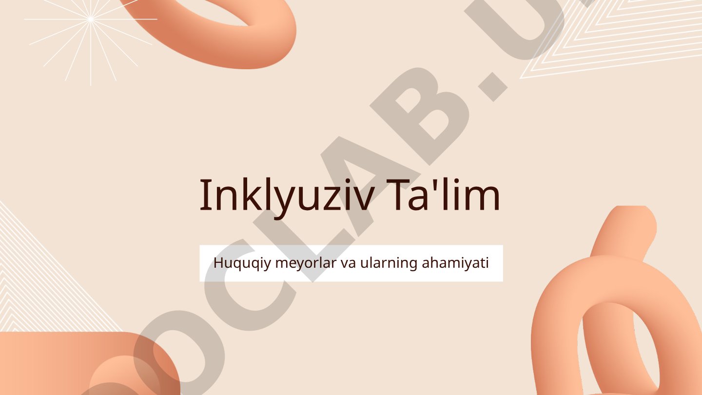 Inklyuziv ta'lim huquqiy meyorlar va ularning ahamiyati