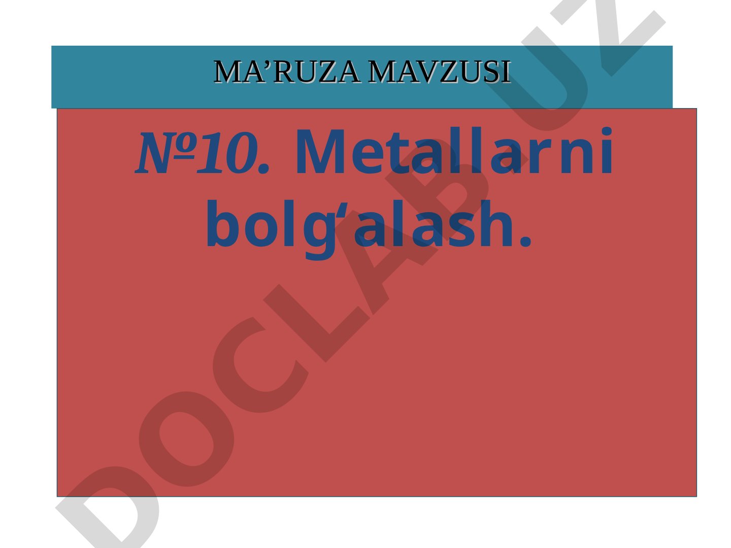 Ma’ruzada metallarni bolg‘alash jarayoni, energiyasi va presslari bayon etilgan