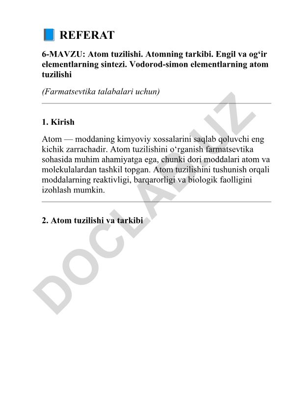 Atom tuzilishi va tarkibi, engil va og'ir elementlarning sintezi