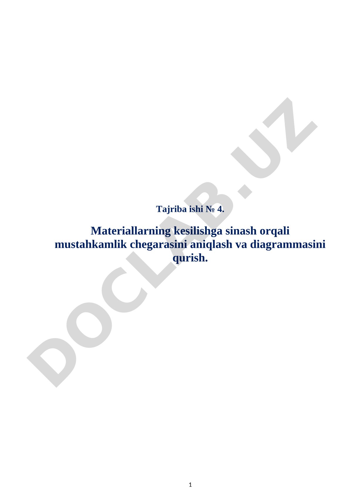Materiallarning kesilishga sinash orqali mustahkamlik chegarasini aniqlash va diagrammasini qurish
