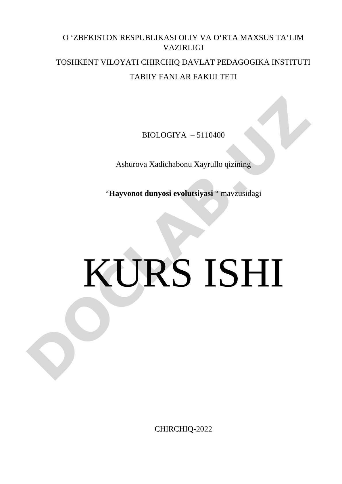 Hayvonot dunyosi evolutsiyasi