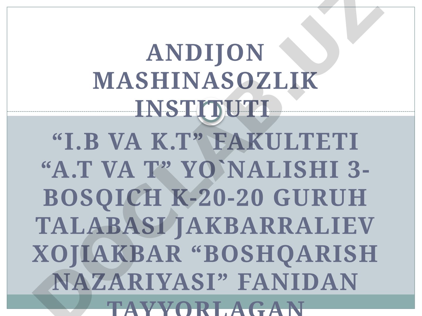 Avtomatik boshqarish tizimlarining harakteristikalari