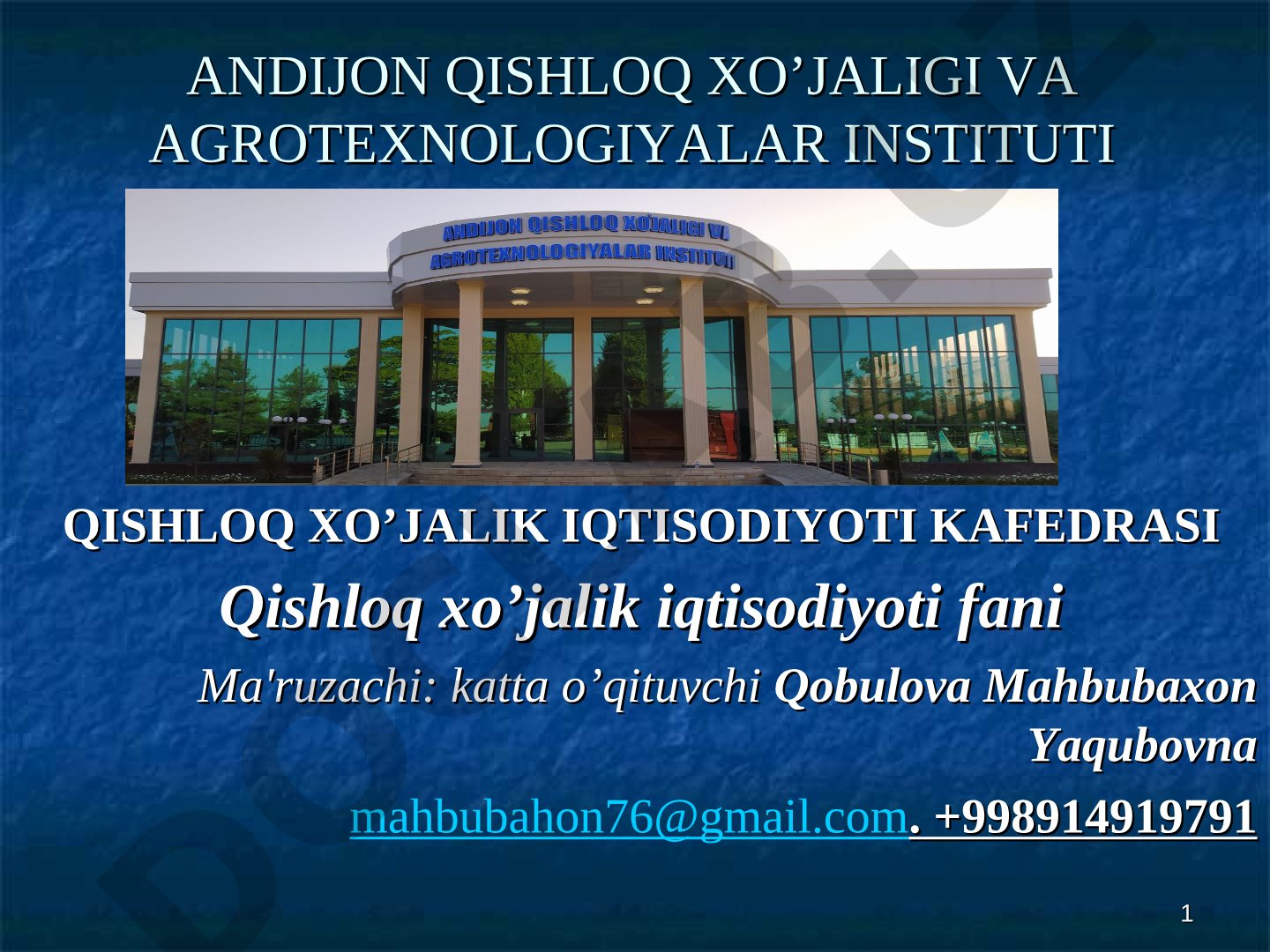 Qishloq xo’jaligida mehnat resurslari va ulardan foydalanish samaradorligi