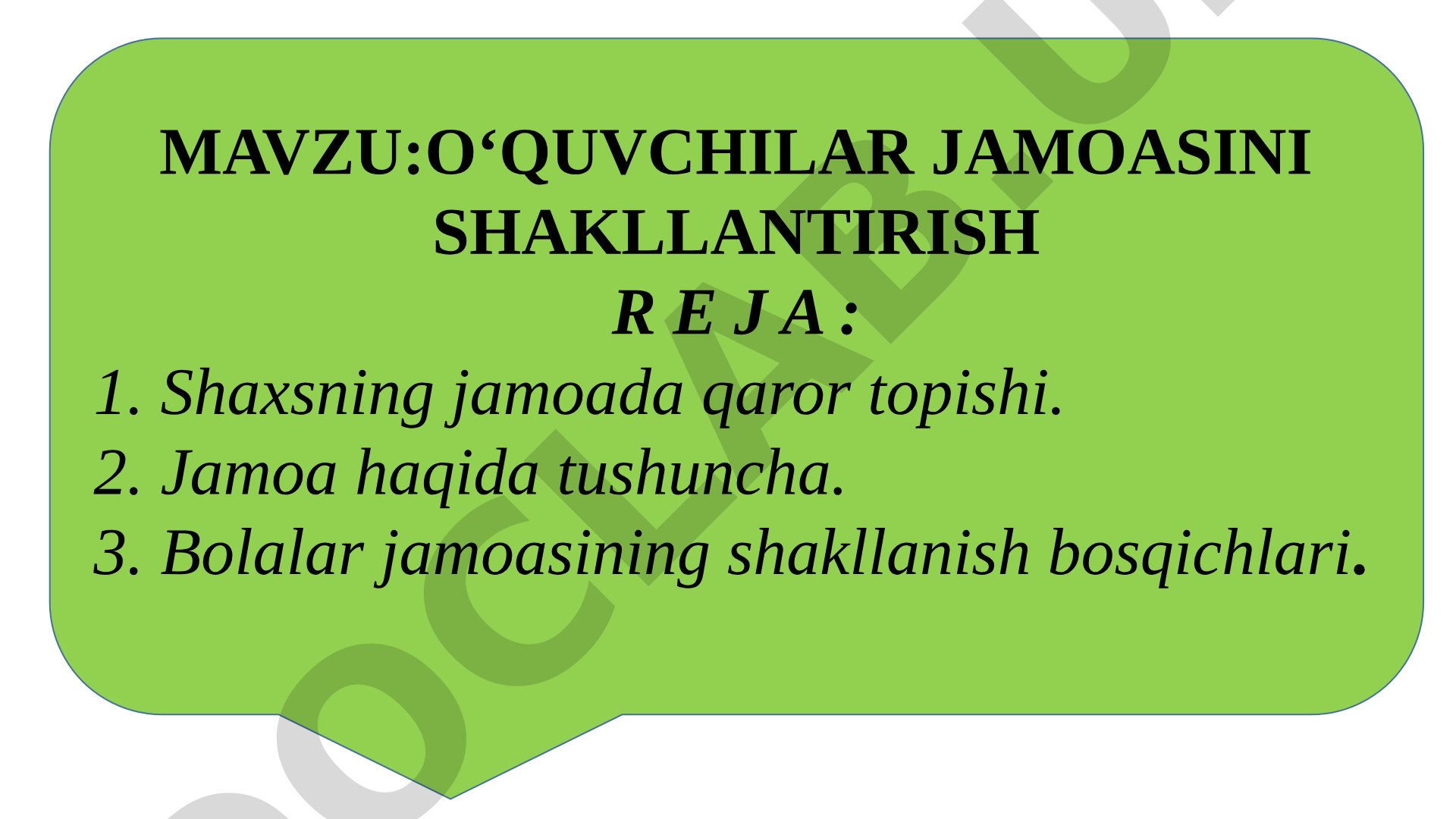 O‘quvchilar jamoasini shakllantirish