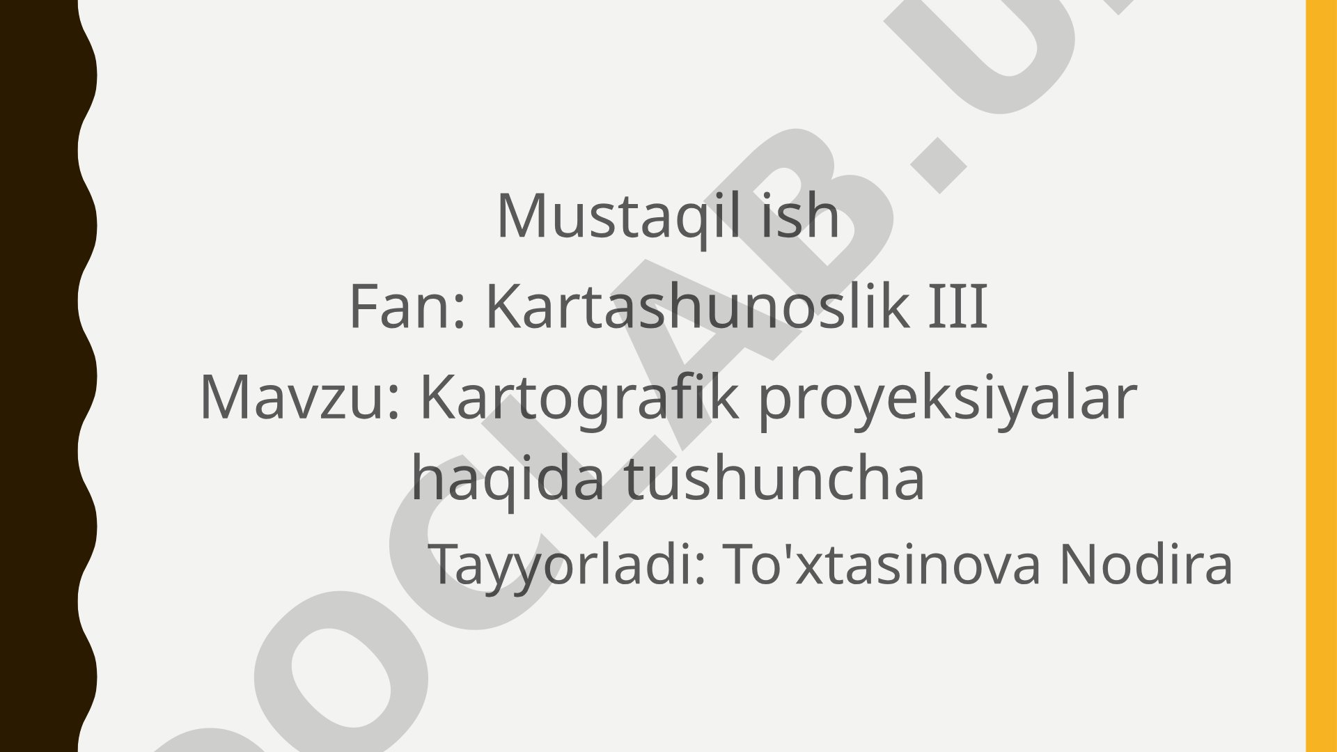 Kartografik proyeksiyalar haqida tushuncha
