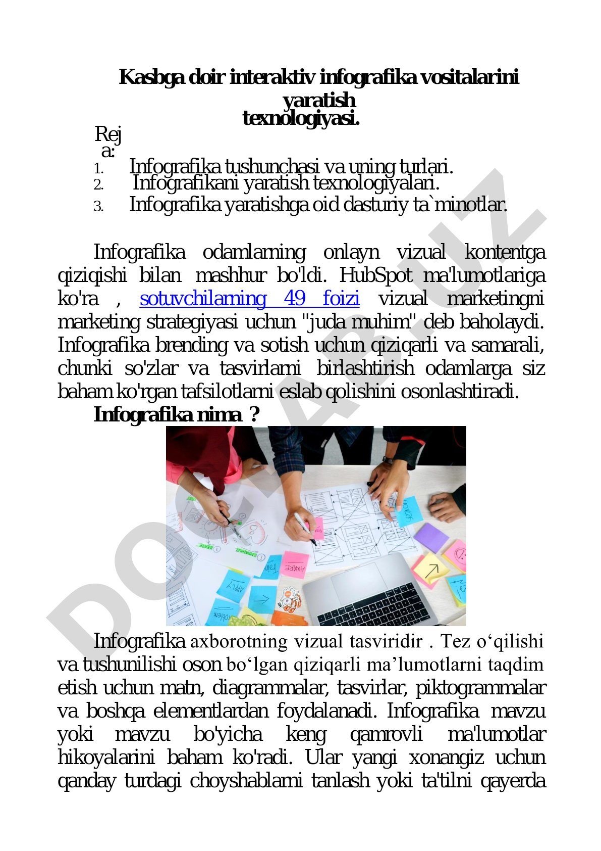 Kasbga doir interaktiv infografika vositalarini yaratish texnologiyasi