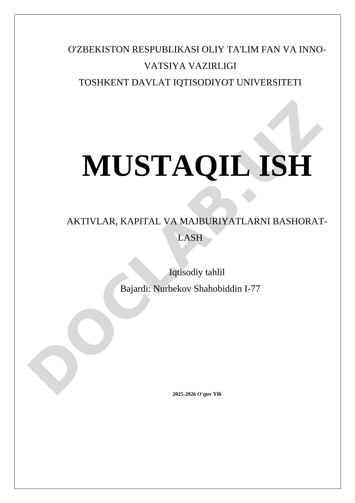 Aktivlar, kapital va majburiyatlarni bashoratlash