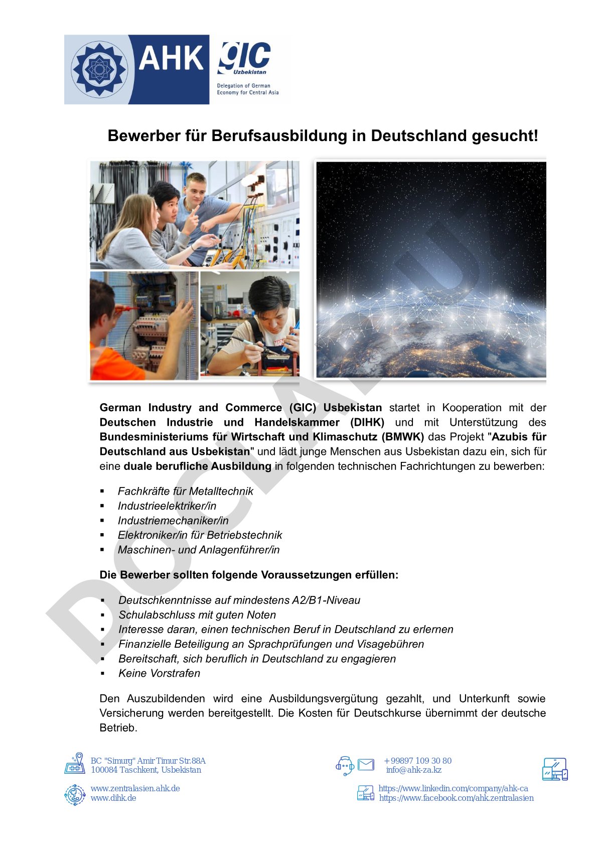 Bewerber für Berufsausbildung in Deutschland gesucht!