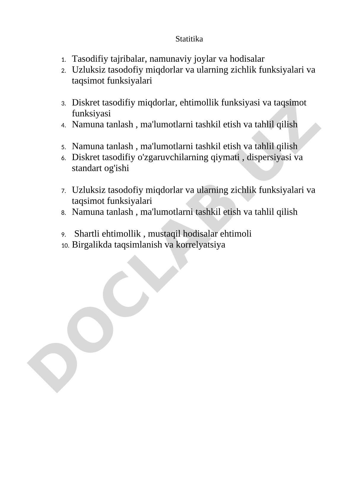 Statistikada tasodifiy miqdorlar, taqsimot va namuna tanlash