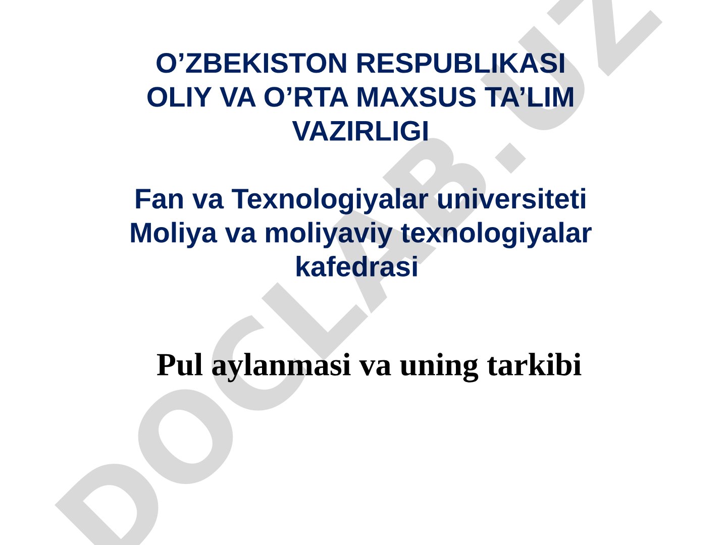 Pul aylanmasi va uning tarkibi