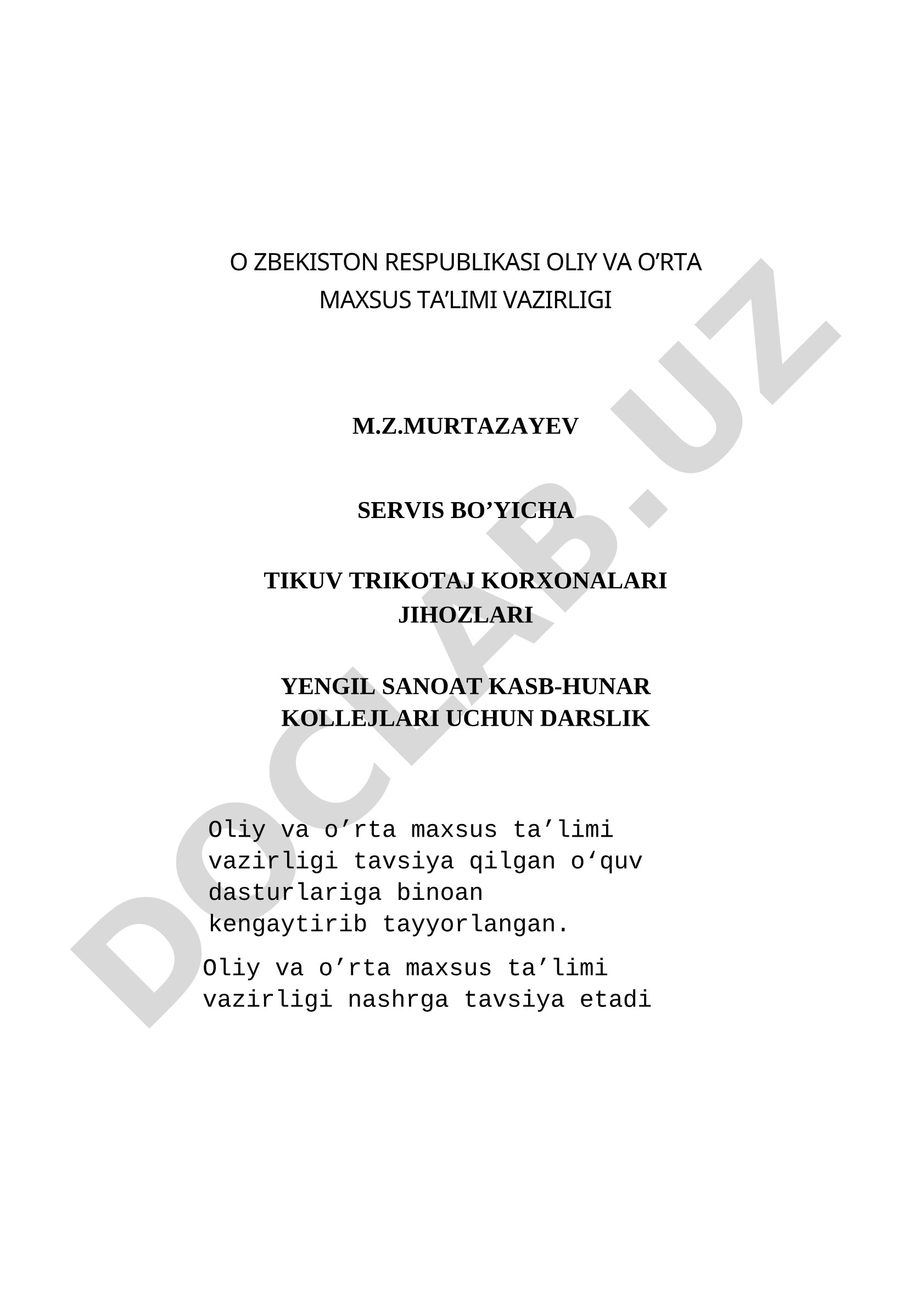 Servis bo'yicha tikuv trikotaj korxonalari jihozlari