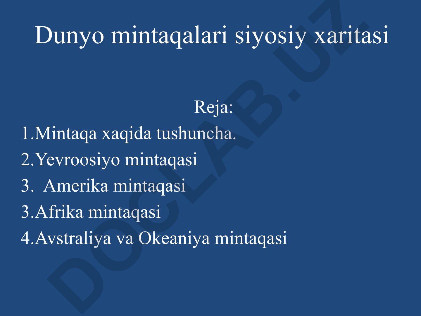 Dunyo mintaqalari siyosiy xaritasi