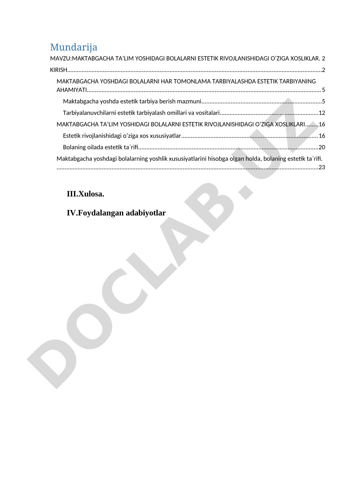 MAKTABGACHA TA’LIM YOSHIDAGI BOLALARNI ESTETIK RIVOJLANISHIDAGI O’ZIGA XOSLIKLAR