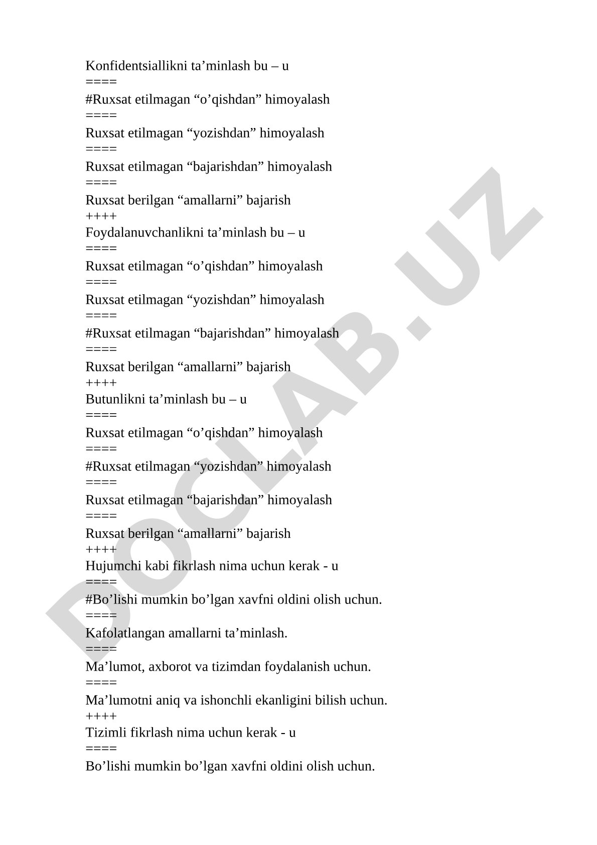 Axborot xavfsizligi asoslari