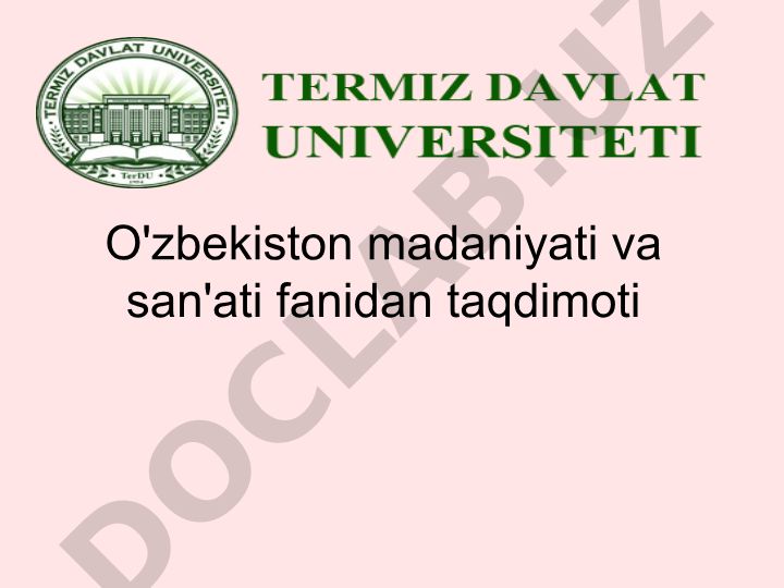 XIX asr oxiri - XX asr boshlarida O'zbekiston madaniyati va san'ati