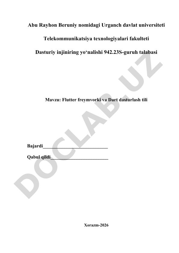 Flutter freymvorki va Dart dasturlash tili
