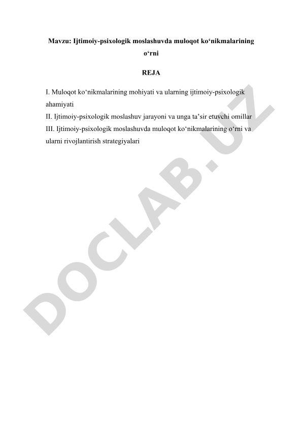 Ijtimoiy-psixologik moslashuvda muloqot ko‘nikmalarining o‘rni