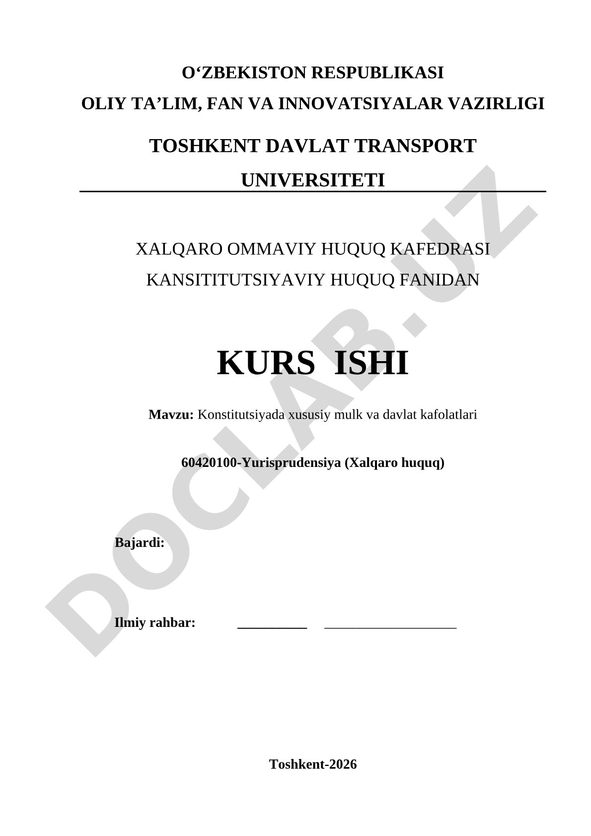 Konstitutsiyada xususiy mulk va davlat kafolatlari