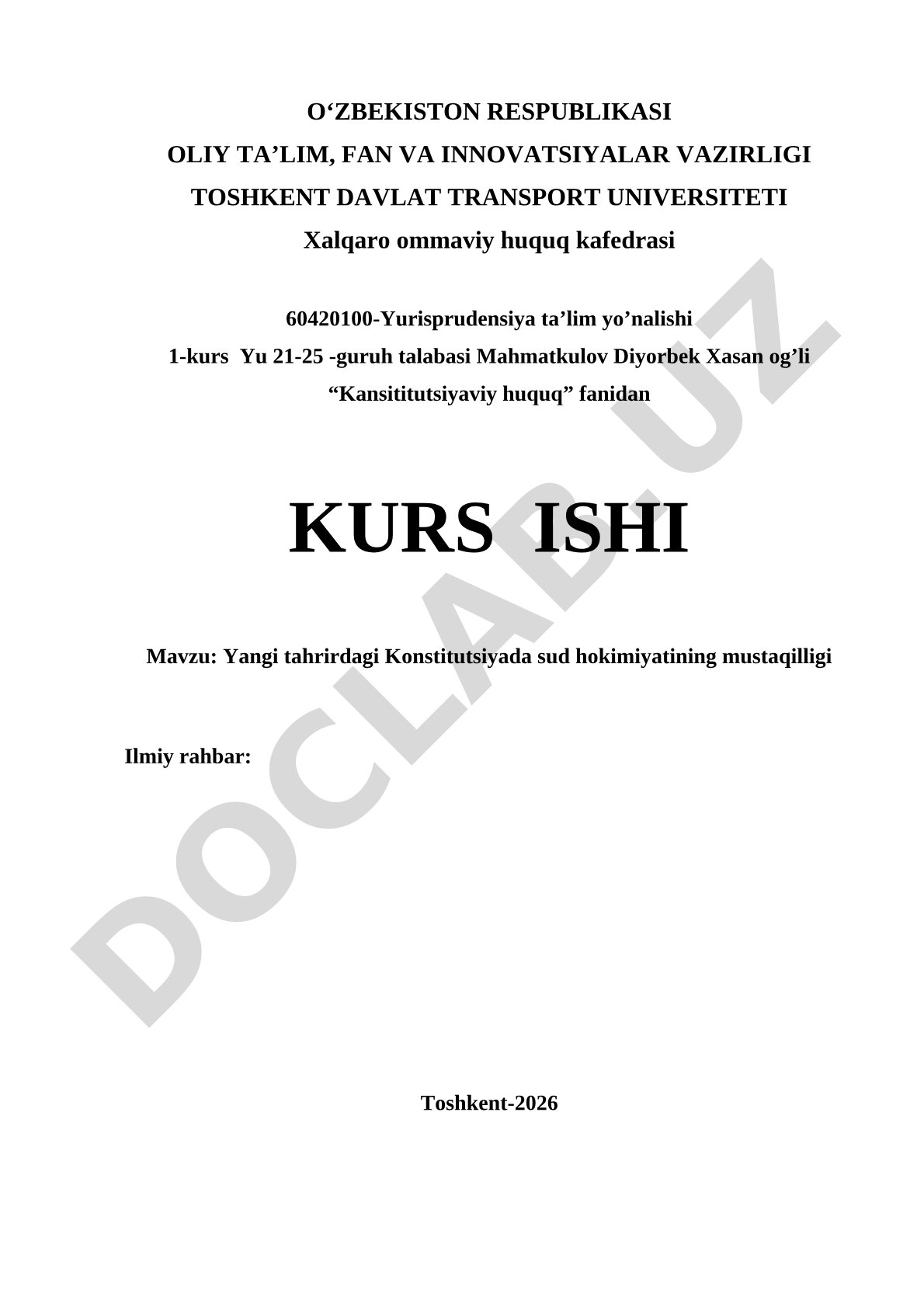 Yangi tahrirdagi Konstitutsiyada sud hokimiyatining mustaqilligi