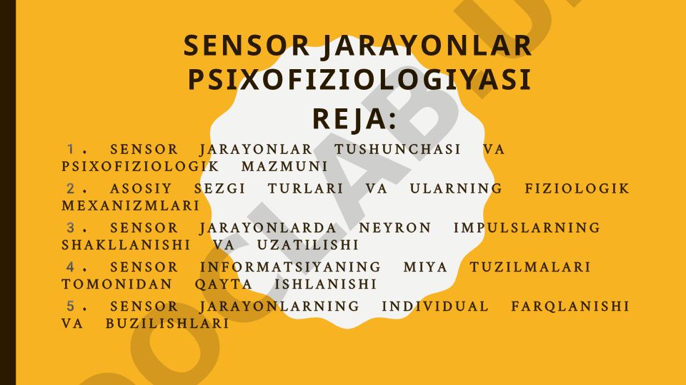 Sensor jarayonlar psixofiziologiyasi