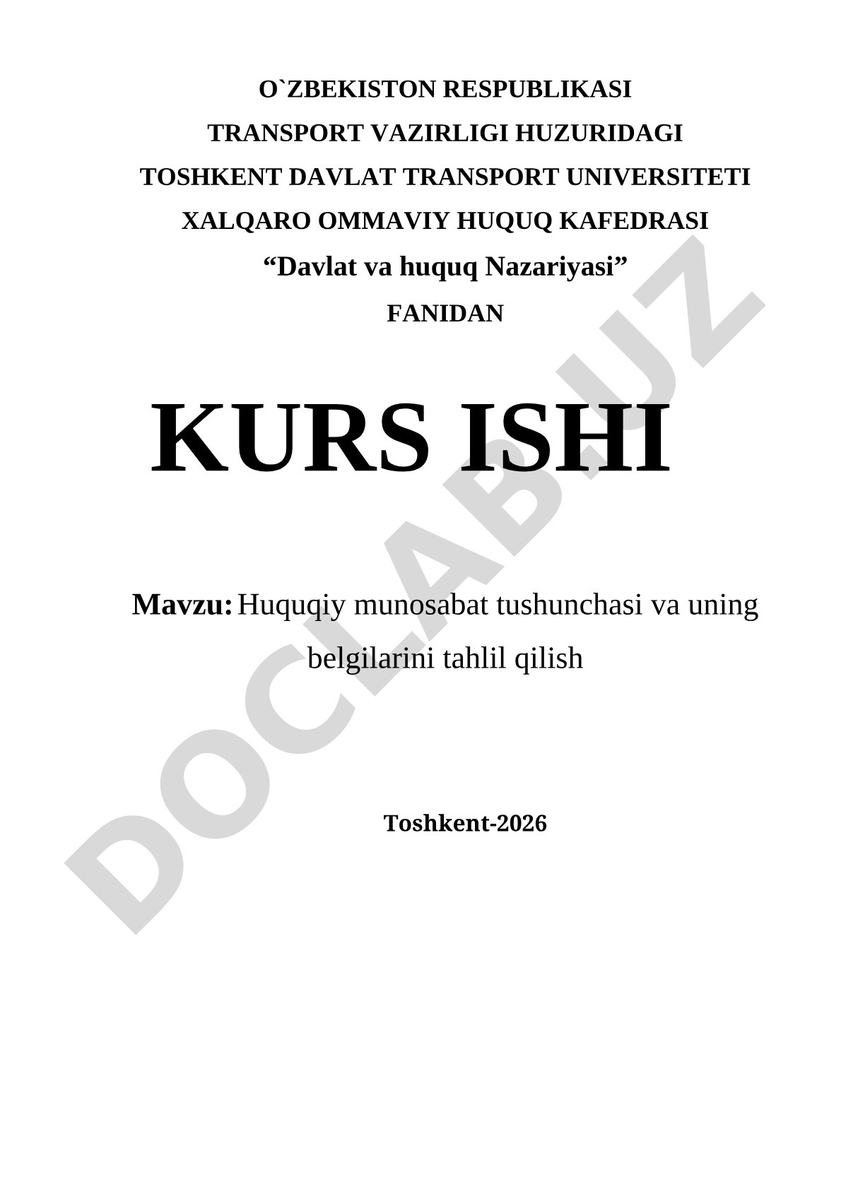 Huquqiy munosabat tushunchasi va uning belgilarini tahlil qilish