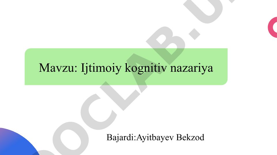 Ijtimoiy kognitiv nazariya