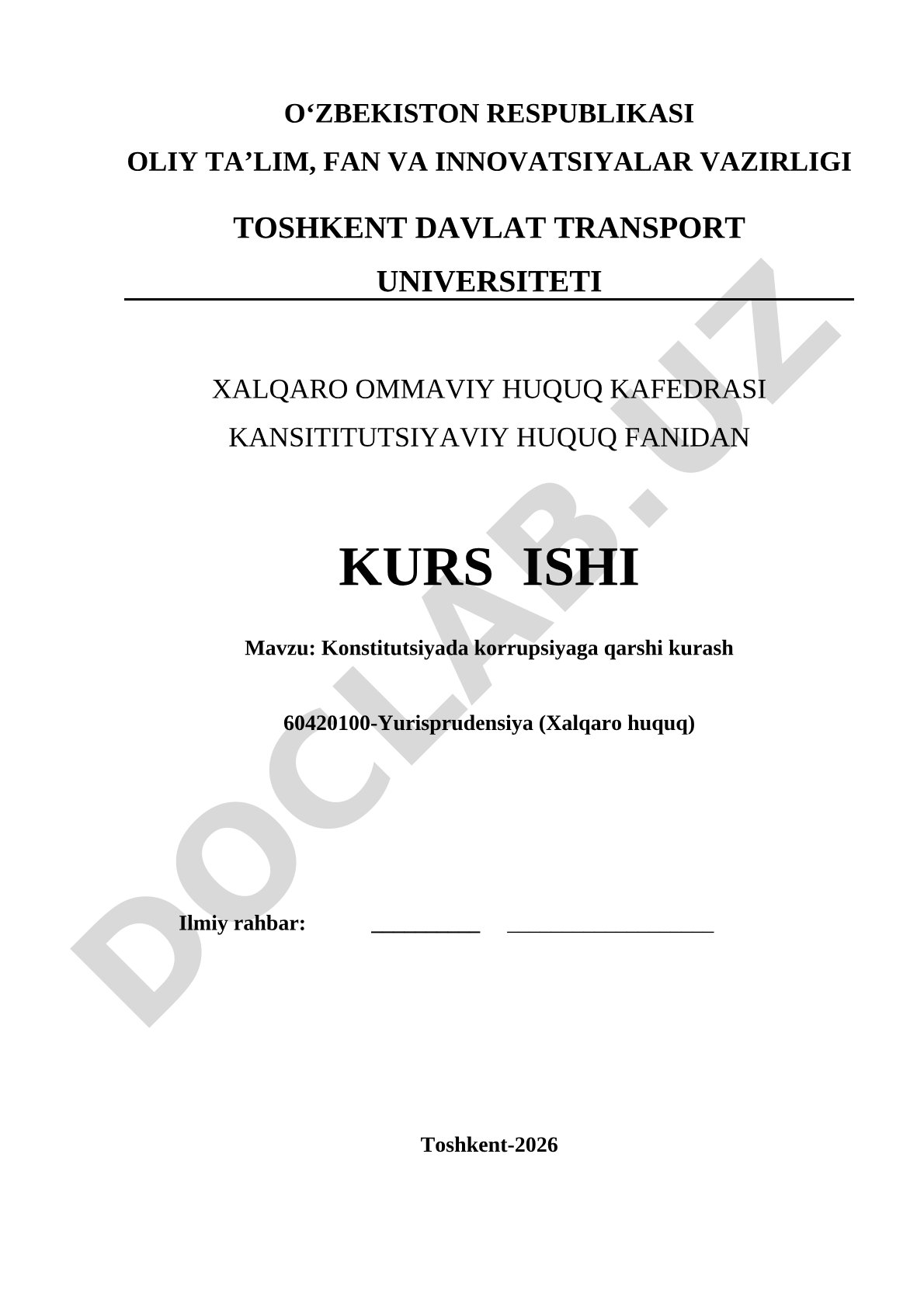 Konstitutsiyada korrupsiyaga qarshi kurash