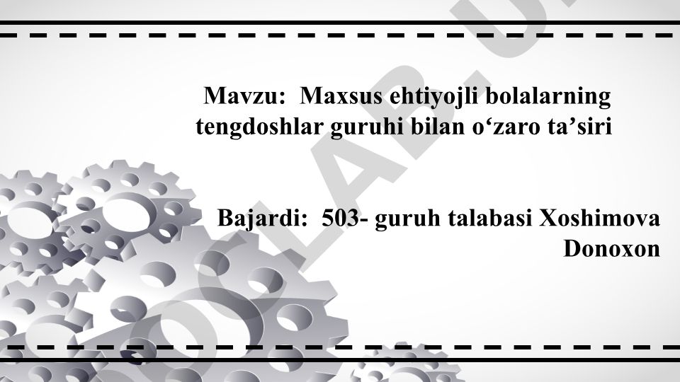 Maxsus ehtiyojli bolalarning tengdoshlar guruhi bilan oʻzaro taʼsiri