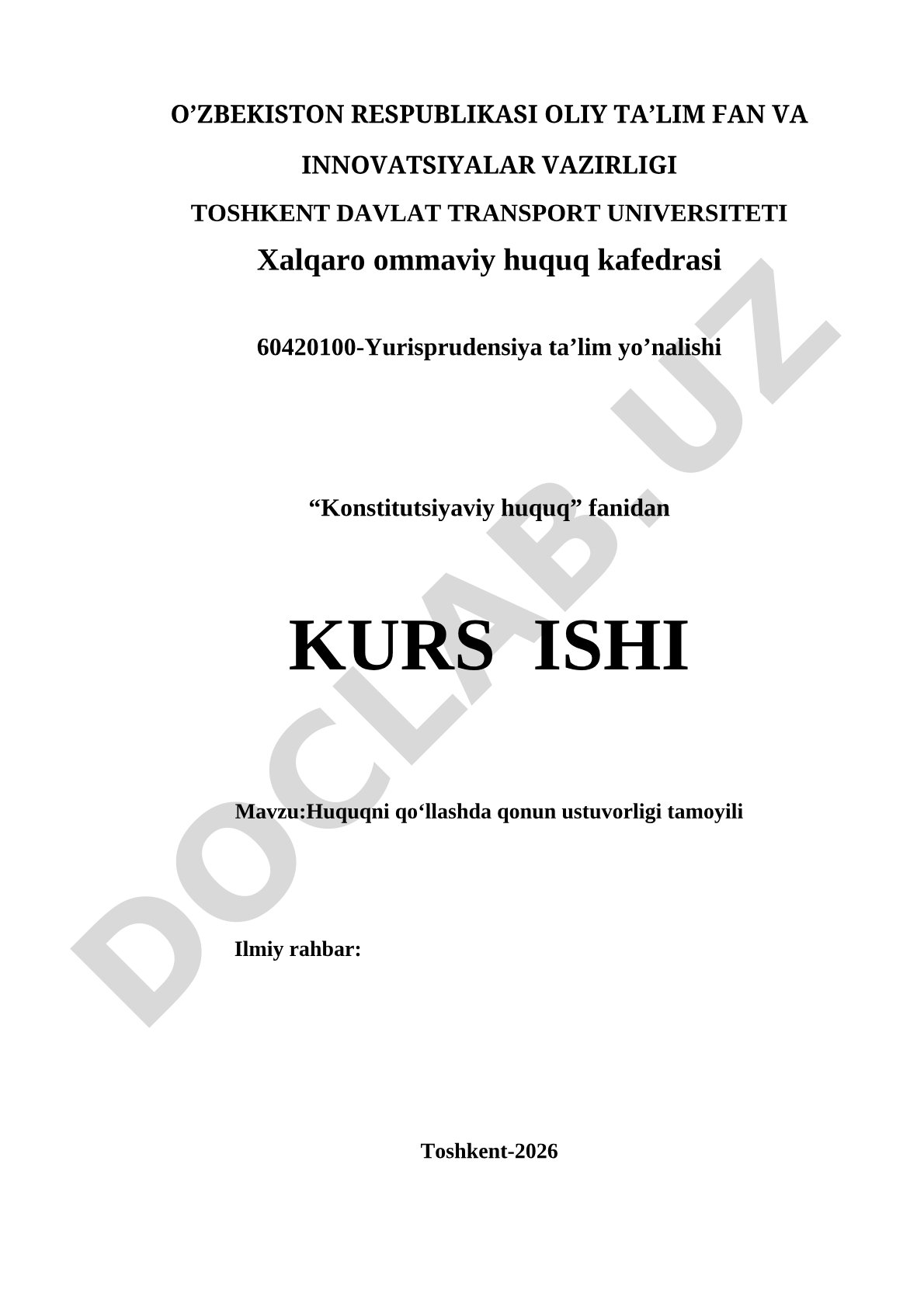 Huquqni qoʻllashda qonun ustuvorligi tamoyili