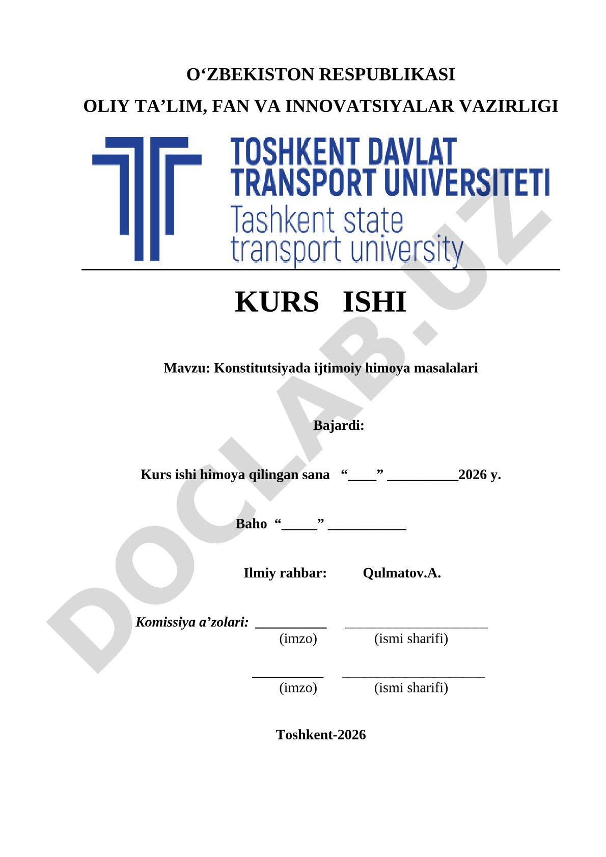 Konstitutsiyada ijtimoiy himoya masalalari