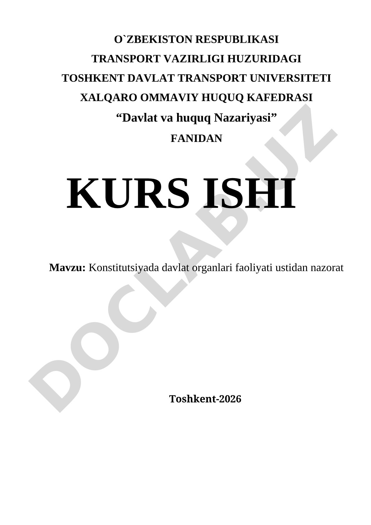 Konstitutsiyada davlat organlari faoliyati ustidan nazorat