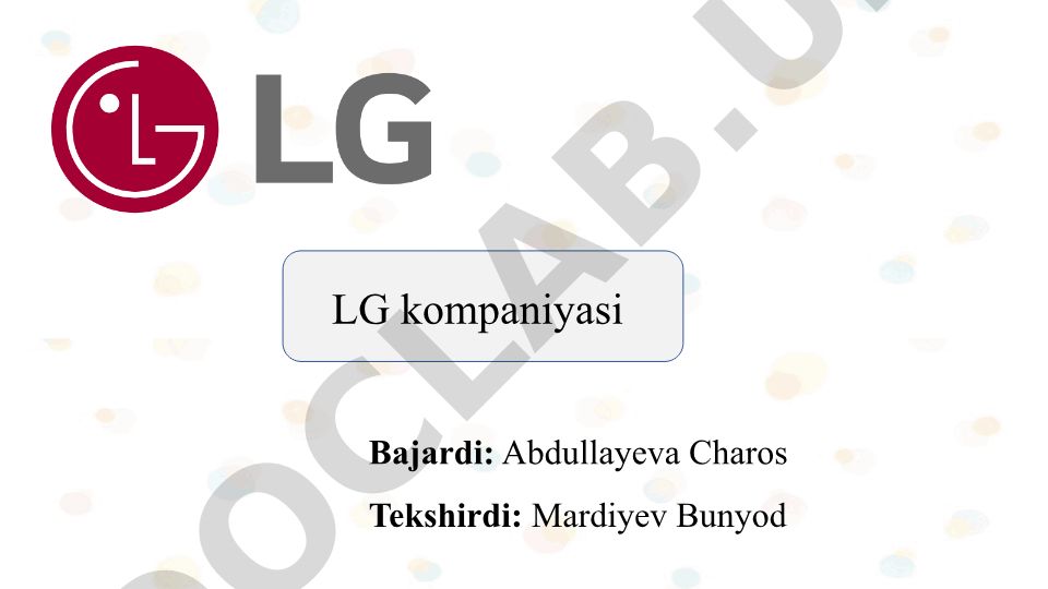 LG kompaniyasining marketing, HR menejmenti va iqtisodiy samaradorligi