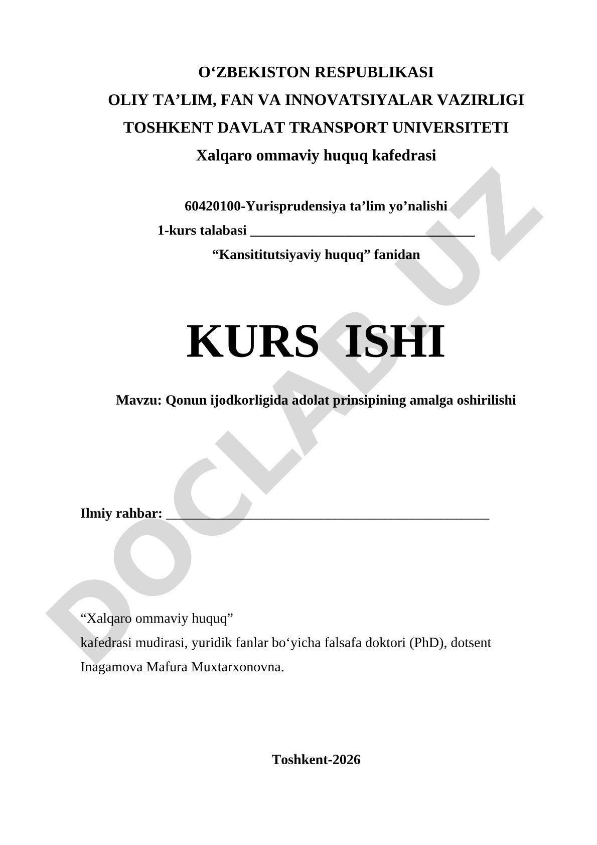 Qonun ijodkorligida adolat prinsipining amalga oshirilishi