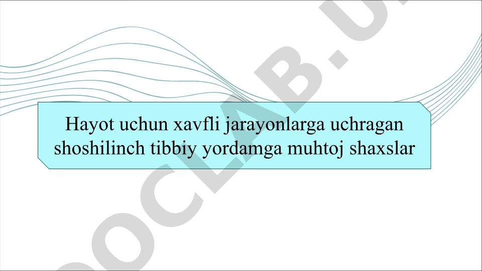 Shoshilinch tibbiy yordam ko'rsatish usullari va tashkil etish tizimi