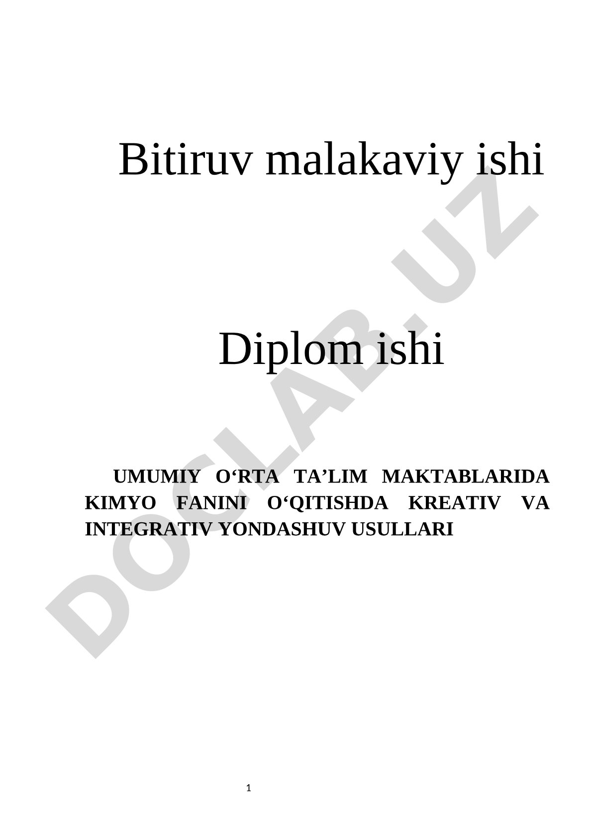 Umumiy o'rta ta'lim maktablarida kimyo fanini o'qitishda kreativ va integrativ yondashuv usullari