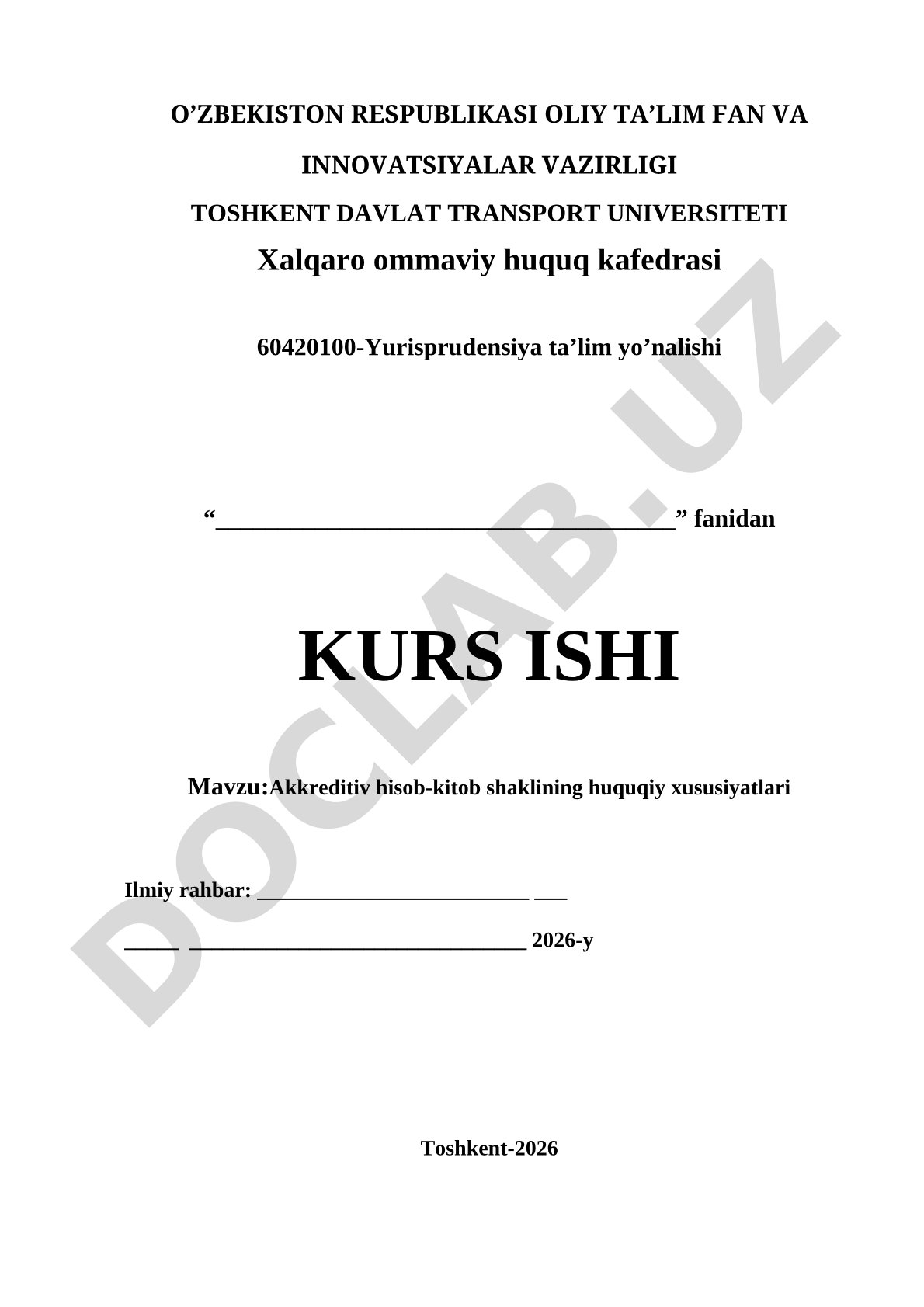 Akkreditiv hisob-kitob shaklining huquqiy xususiyatlari