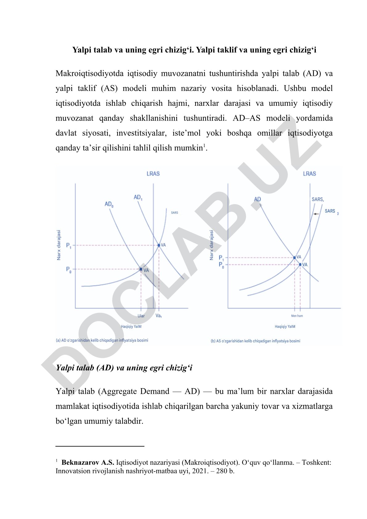 Yalpi talab va yalpi taklifning makroiqtisodiy modeli