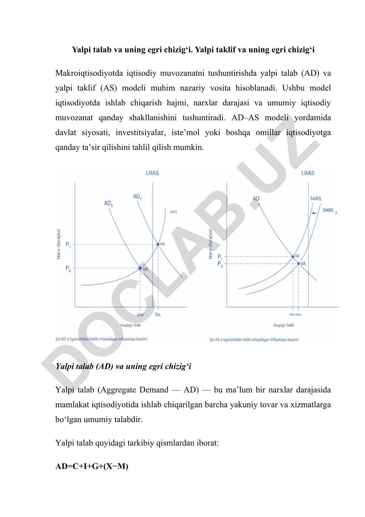 Yalpi talab va yalpi taklif modeli