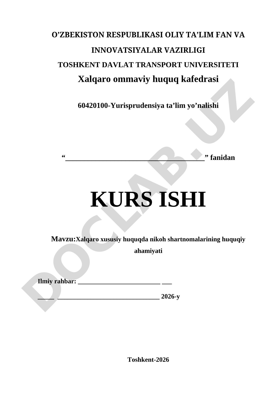 Xalqaro xususiy huquqda nikoh shartnomalarining huquqiy ahamiyati